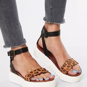 MIA Lunna Leopard Strappy Leather Flatform Sandal
